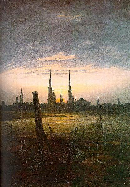 Caspar David Friedrich City at Moonrise china oil painting image